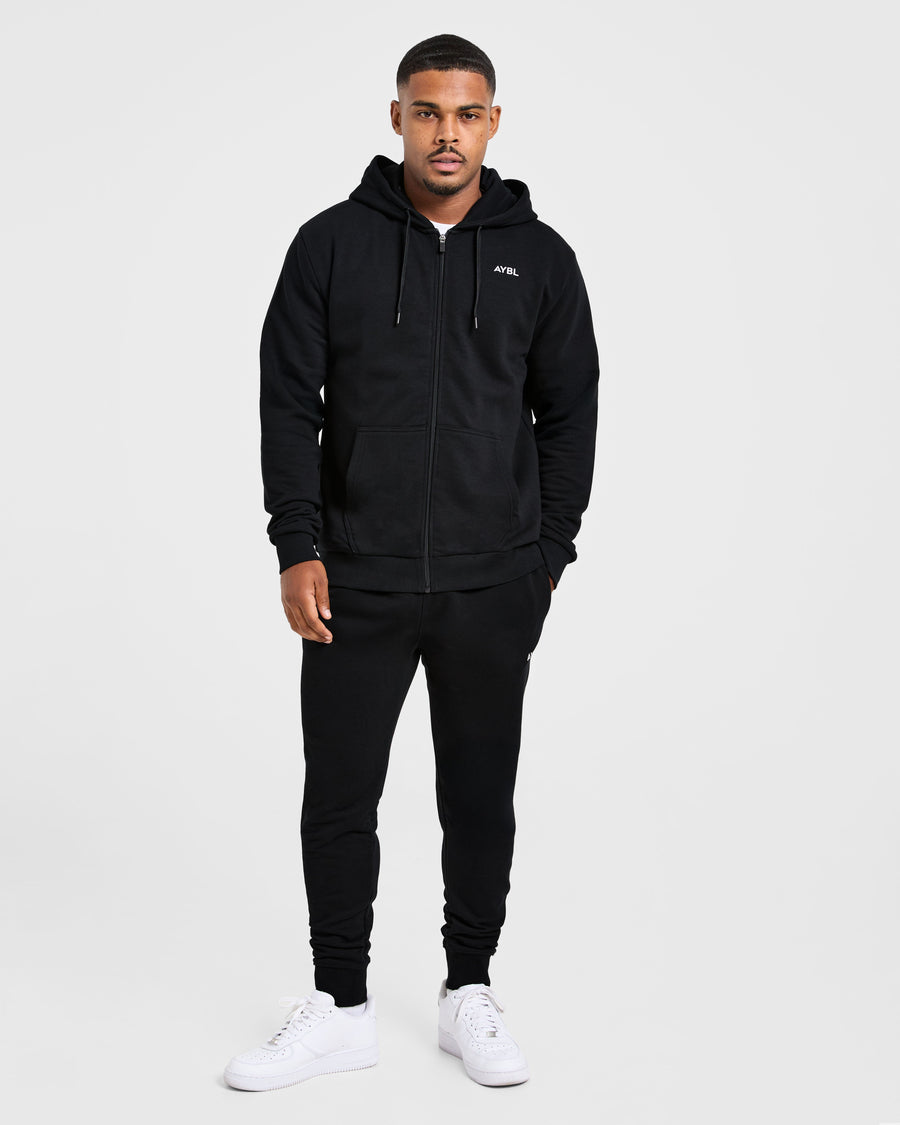 Essential Lightweight Zip Up Hoodie - Noir