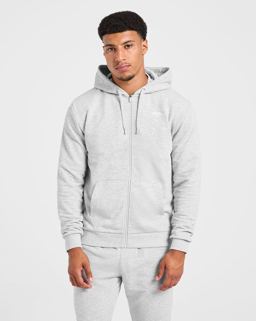 Essential Lightweight Zip Up Hoodie - Gris Marl