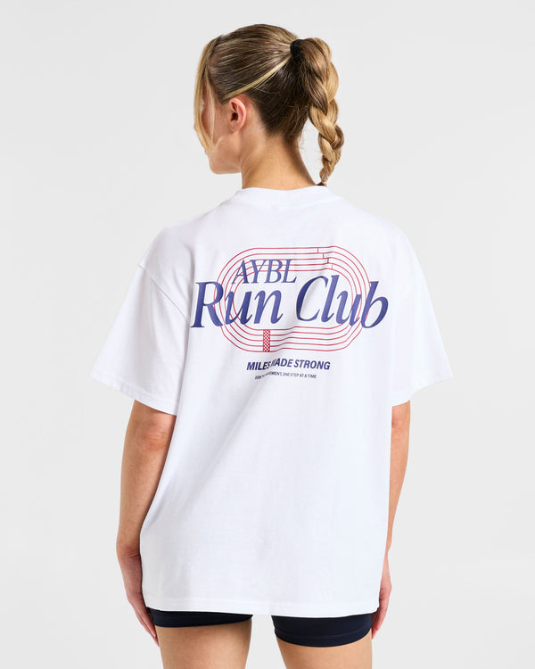 Run Club Oversized T Shirt - Blanc