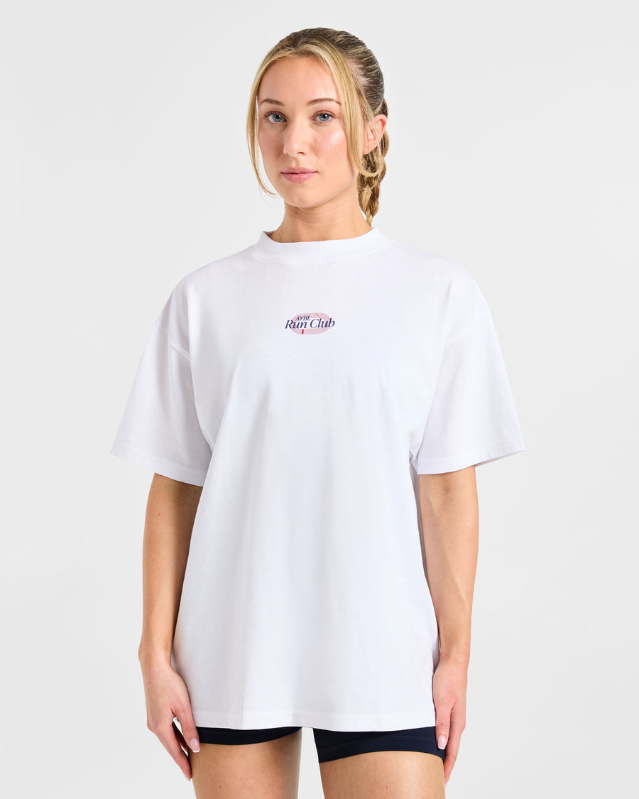 Run Club Oversized T Shirt - Blanc