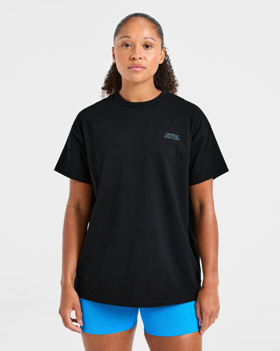 Strength Starts Here Oversized T Shirt - Noir/Bleu