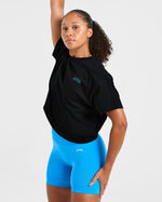 Strength Starts Here Oversized T Shirt - Noir/Bleu