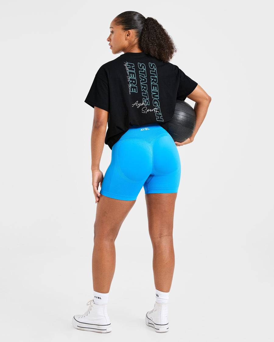 Strength Starts Here Oversized T Shirt - Noir/Bleu