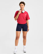 Retro Athletics Club Oversized T Shirt - Rouge/Bleu