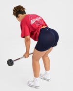 Retro Athletics Club Oversized T Shirt - Rouge/Bleu
