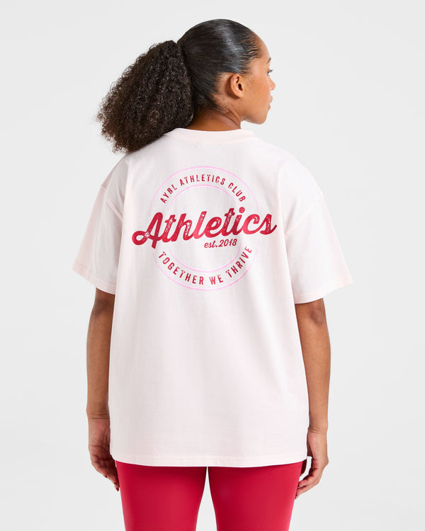 Retro Athletics Club Oversized T Shirt - Rose