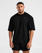 Lift Club Distressed Oversized T Shirt - Noir/Charcoal