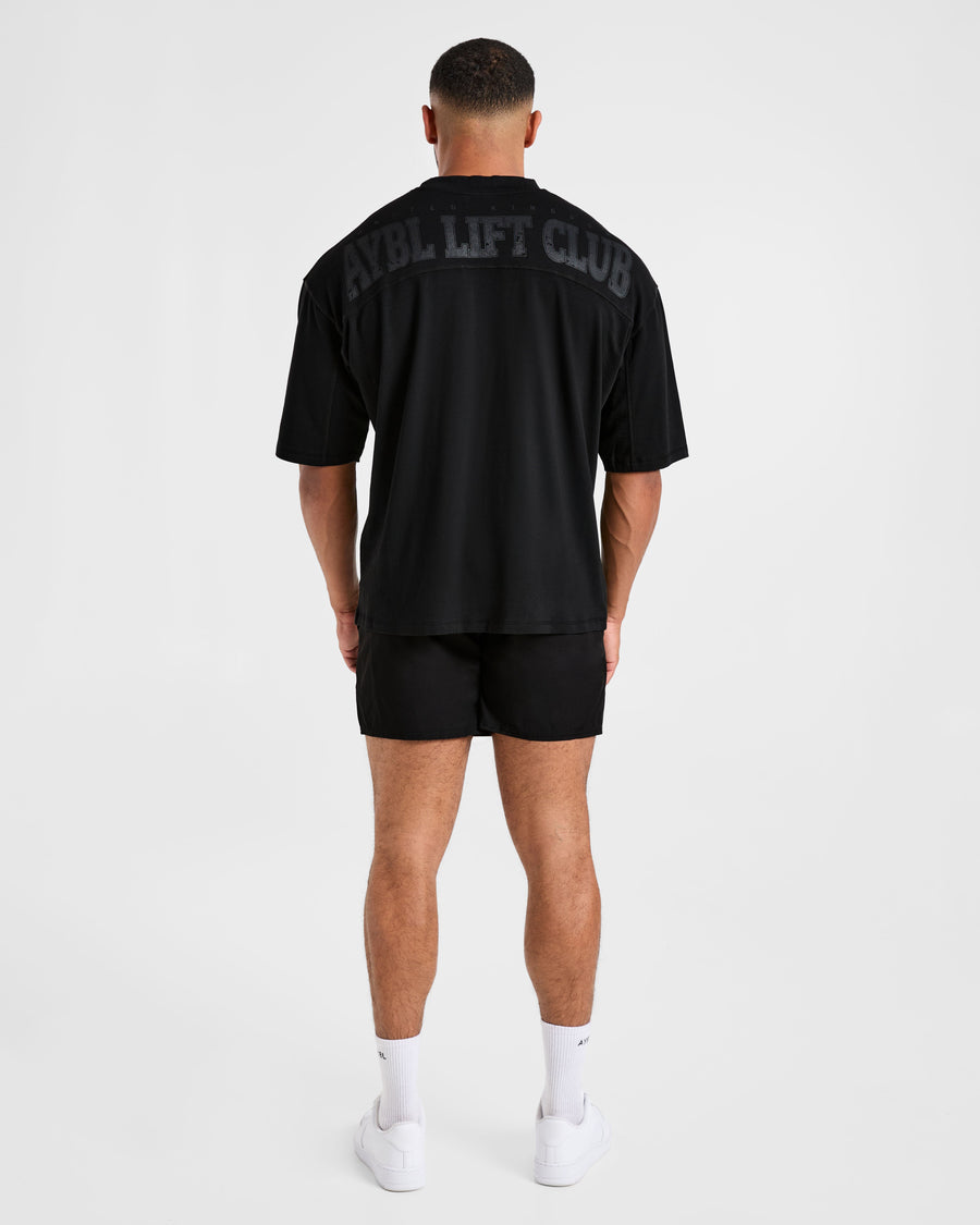 Lift Club Distressed Oversized T Shirt - Noir/Charcoal