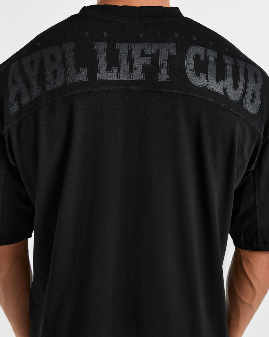 Lift Club Distressed Oversized T Shirt - Noir/Charcoal