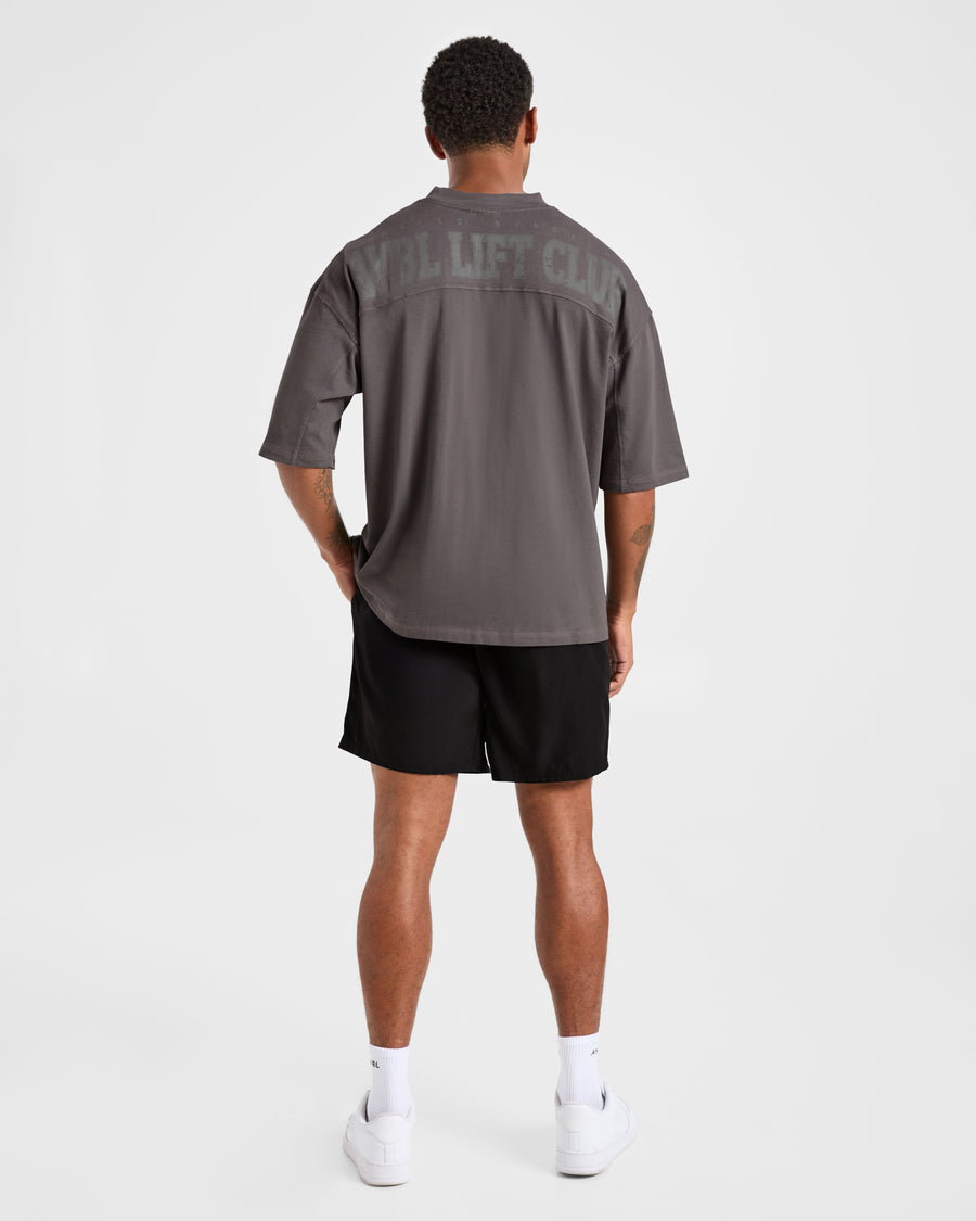Lift Club Distressed Oversized T Shirt - Charcoal