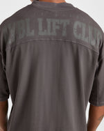 Lift Club Distressed Oversized T Shirt - Charcoal