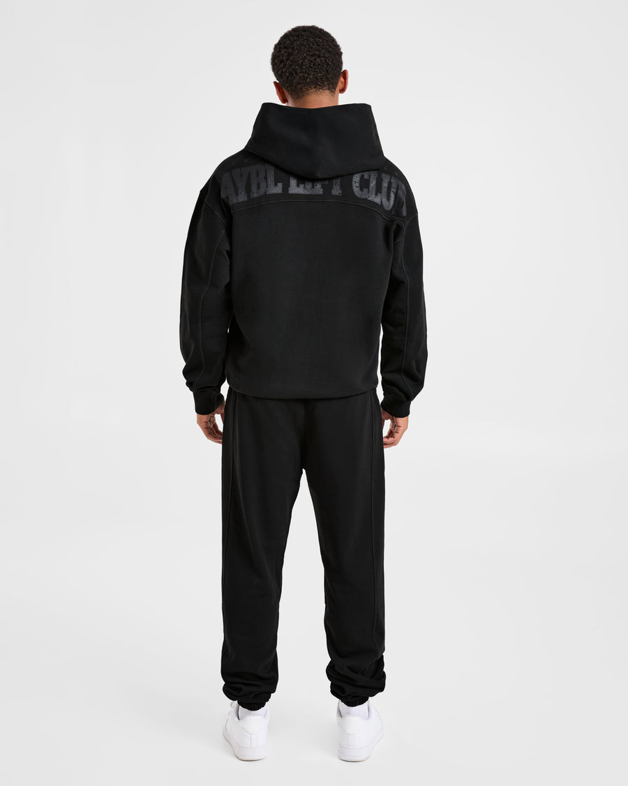 Lift Club Distressed Hoodie - Noir/Charcoal