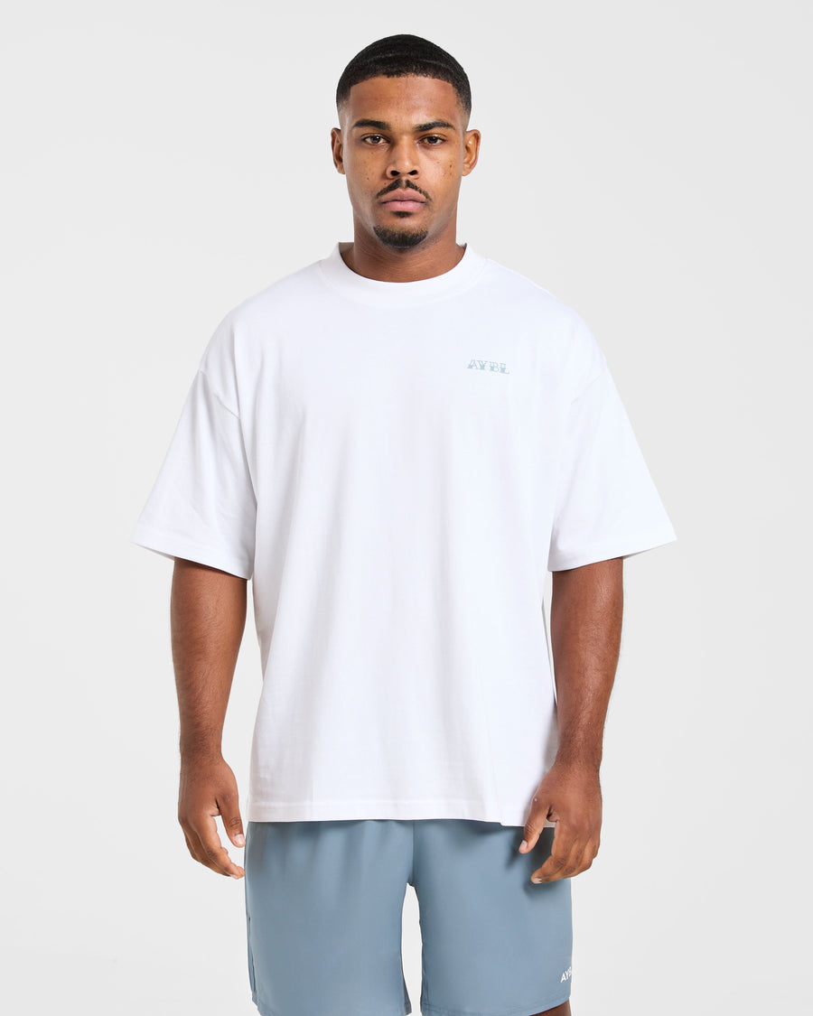 AYBL Strength Club Oversized T Shirt - Blanc/Bleu