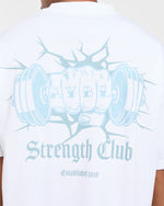 AYBL Strength Club Oversized T Shirt - Blanc/Bleu