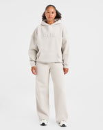Classic Plush Oversized Straight Leg Joggers - Sand