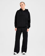 Classic Plush Oversized Straight Leg Joggers - Noir