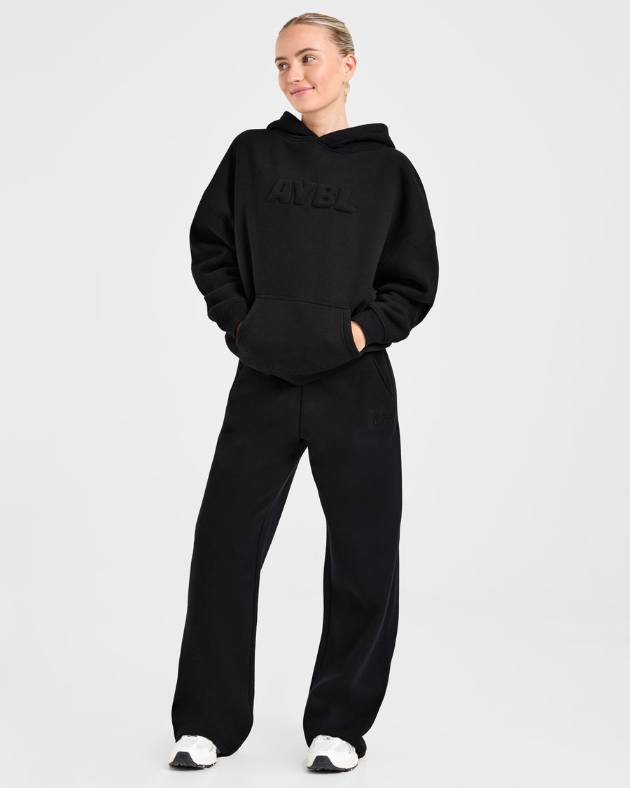 Classic Plush Oversized Straight Leg Joggers - Noir
