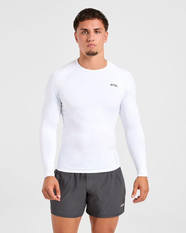 Compression Long Sleeve T Shirt - Blanc