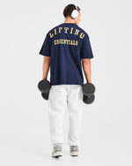 Lifting Essentials Oversized T Shirt - Navy/Jaune