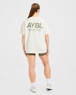 AYBL Sports Club Oversized T Shirt - Beige/Muted Olive