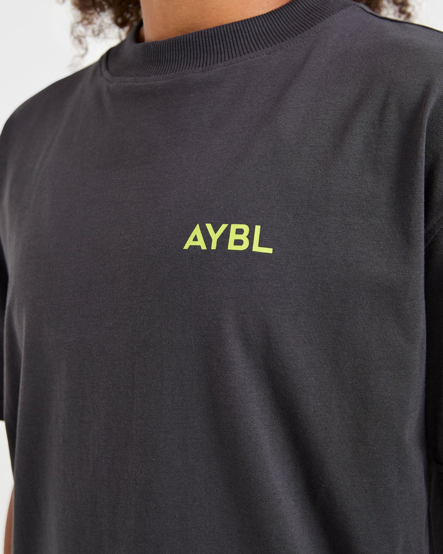 Lift Graphic Oversized T Shirt - Charcoal/Lime