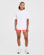 Lift Graphic Oversized T Shirt - Blanc/Coral Peach
