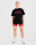 Sports Club Gothic Oversized T Shirt - Noir/Rouge
