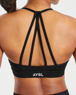 Essential V Neck Strappy Sports Bra - Noir