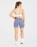 Essential V Neck Strappy Sports Bra - Blanc