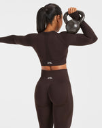 Empower Seamless Long Sleeve Crop Top - Cocoa Marron