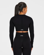 Empower Seamless Long Sleeve Crop Top - Noir