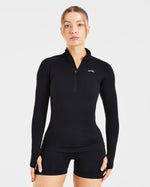 Essential Seamless 1/2 Zip Pullover - Noir