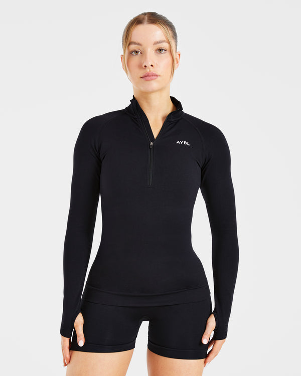Essential Seamless 1/2 Zip Pullover - Noir