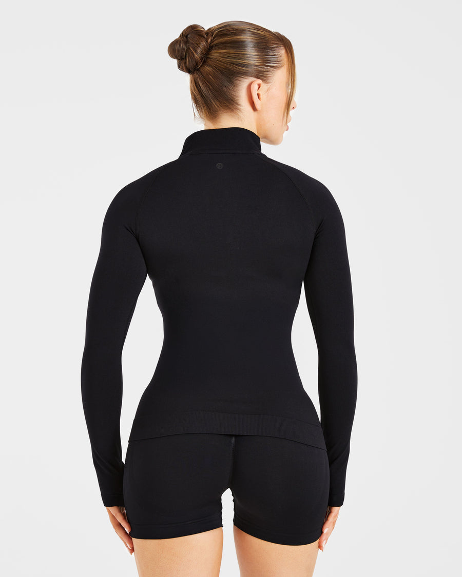 Essential Seamless 1/2 Zip Pullover - Noir