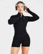 Essential Seamless 1/2 Zip Pullover - Noir