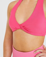 Essential Halterneck Sports Bra - Hot Rose