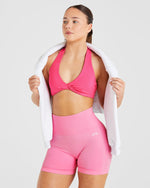 Essential Halterneck Sports Bra - Hot Rose