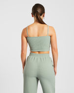 Waffle Crop Vest - Sage Vert