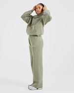 Athletics Track Oversized Straight Leg Joggers - Muted Olive