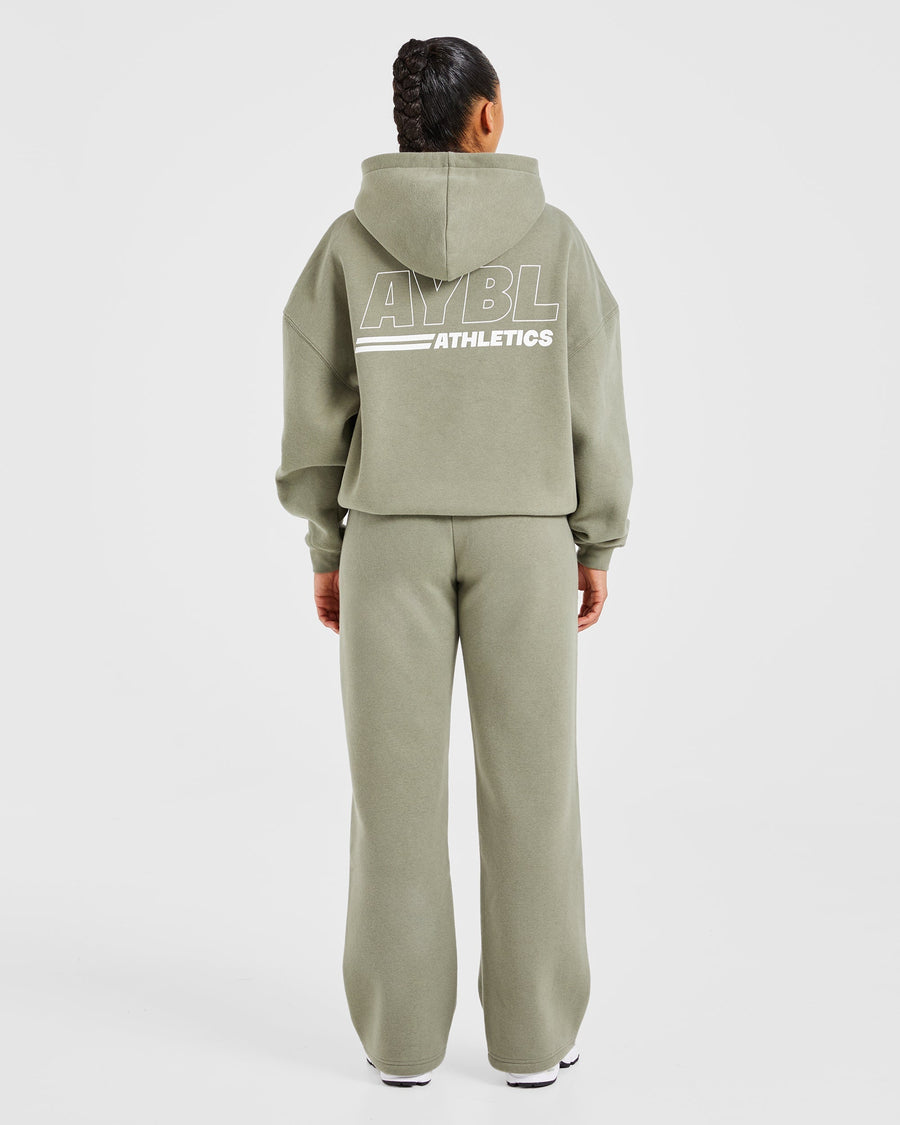 Athletics Track Oversized Straight Leg Joggers - Muted Olive