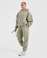 Athletics Track Oversized Joggers - Muted Olive