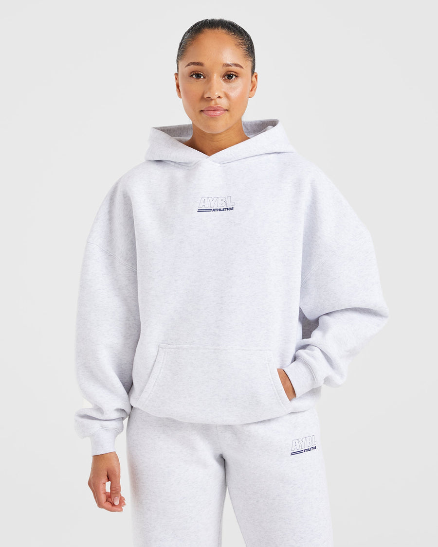 Athletics Track Oversized Hoodie - Heather Grey/Navy