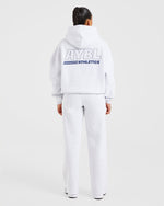 Athletics Track Oversized Straight Leg Joggers - Heather Grey/Navy