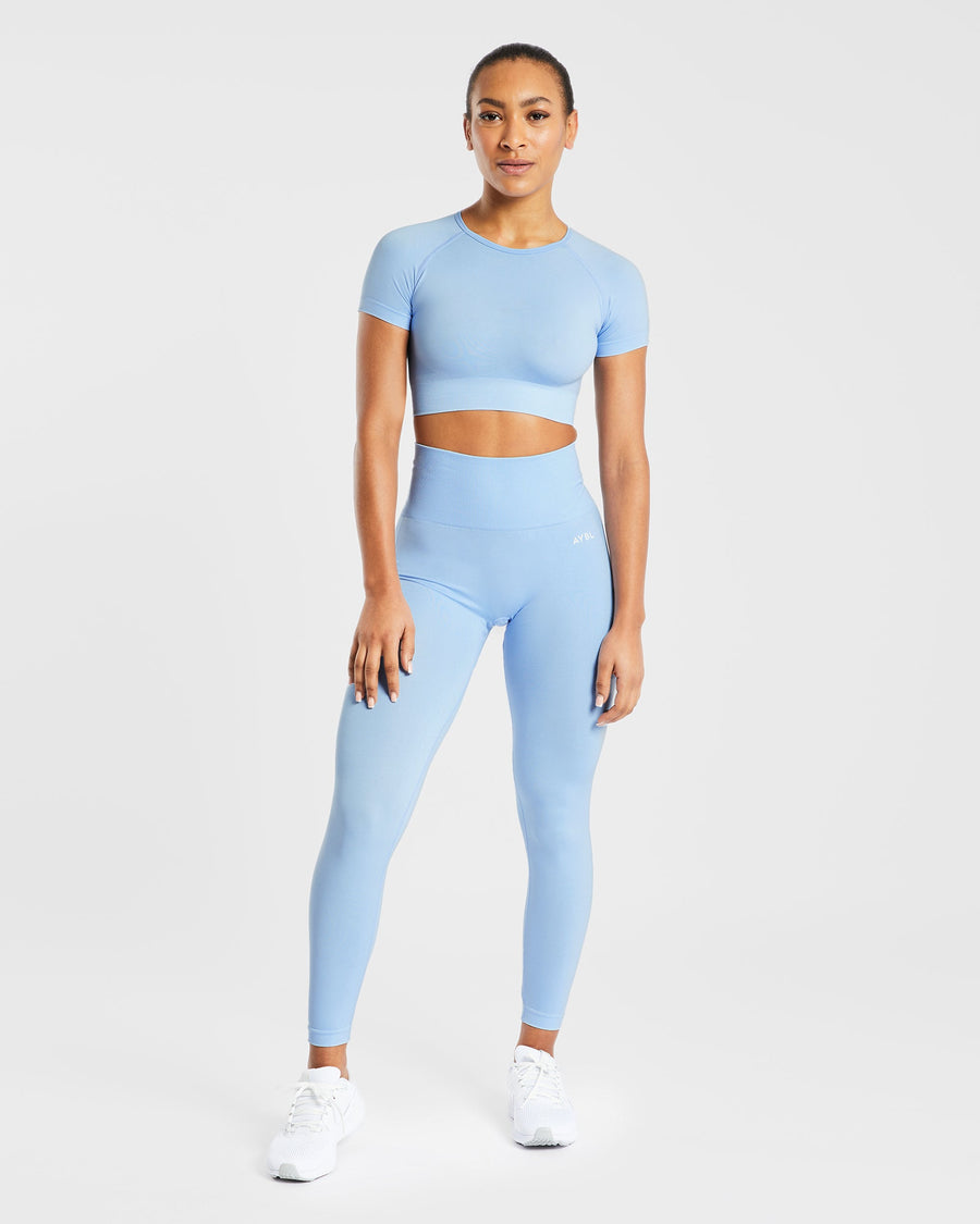 Empower Seamless Crop Top - Sky Bleu