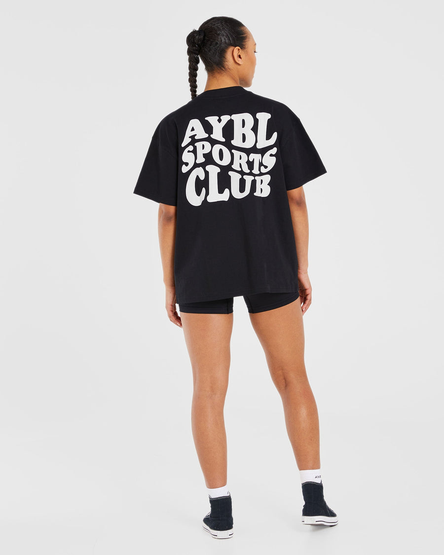 Sports Club Wavy Oversized T Shirt - Noir