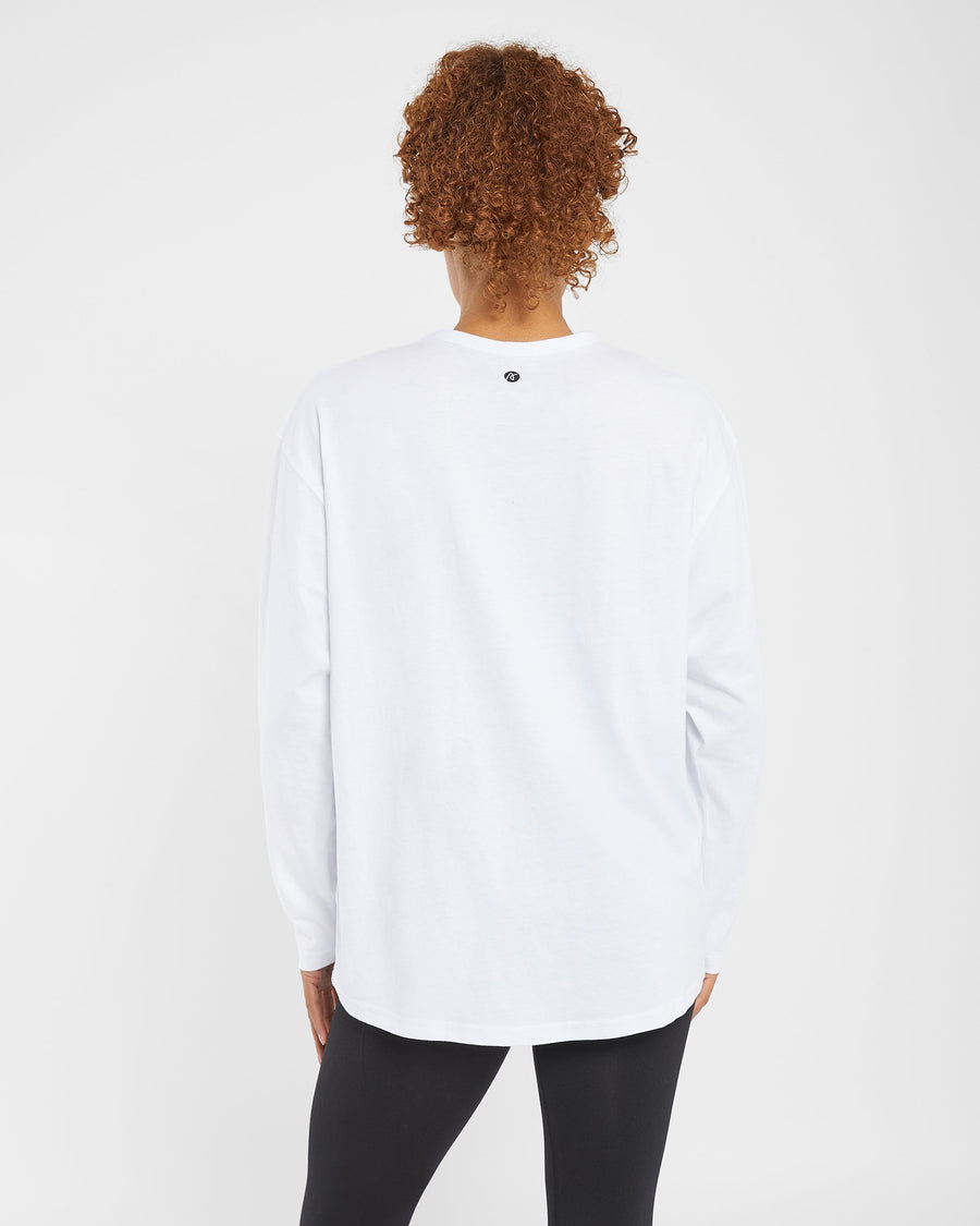 Essential Oversized Long Sleeve T Shirt - Blanc