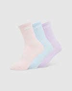 Everyday Crew Socks (3 Pack) - Blue/Purple/Pink