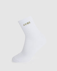 Everyday Crew Socks (3 Pack) - Khaki/Beige/Blanc