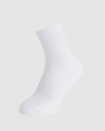 Tonal Embroidered Crew Socks - Blanc
