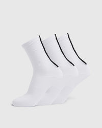 Everyday Back Stripe Crew Socks (3 Pack) - Blanc